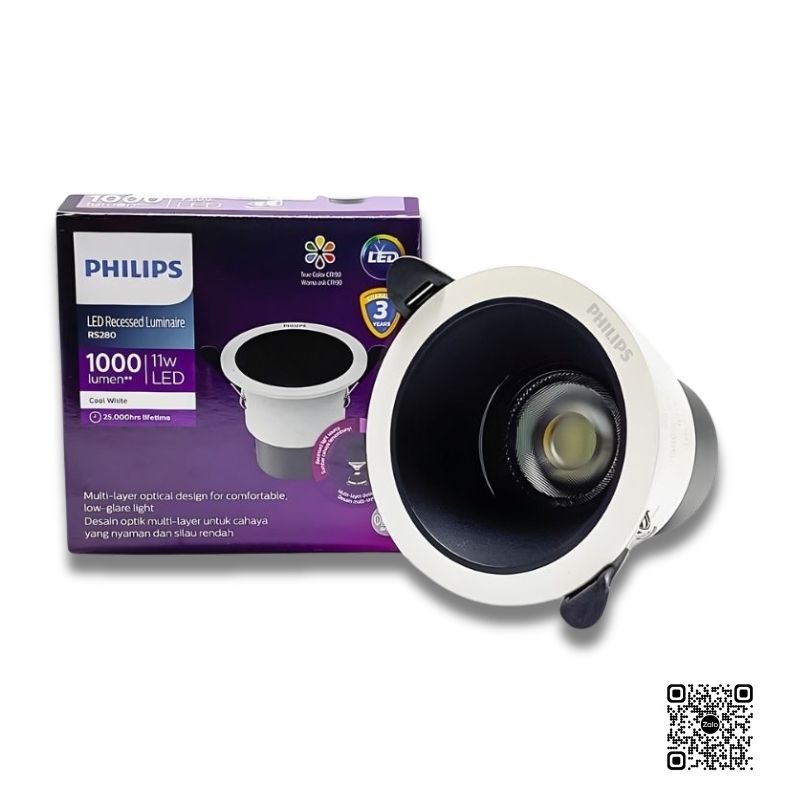 Âm Trần Philips RS280 Choá Đen CRI 90 | 7W (Φ75)